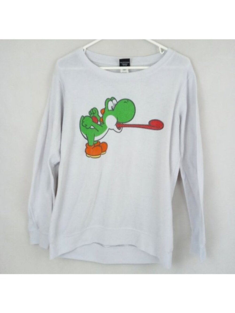 Fifth Sun Yoshi Super Mario Women's White Tunic Sweatshirt Size Large